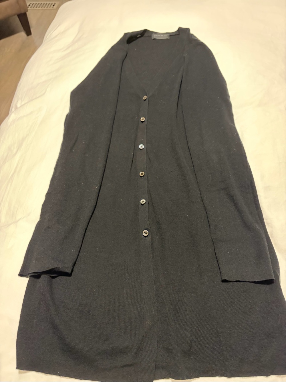 Long black cotton cardigan